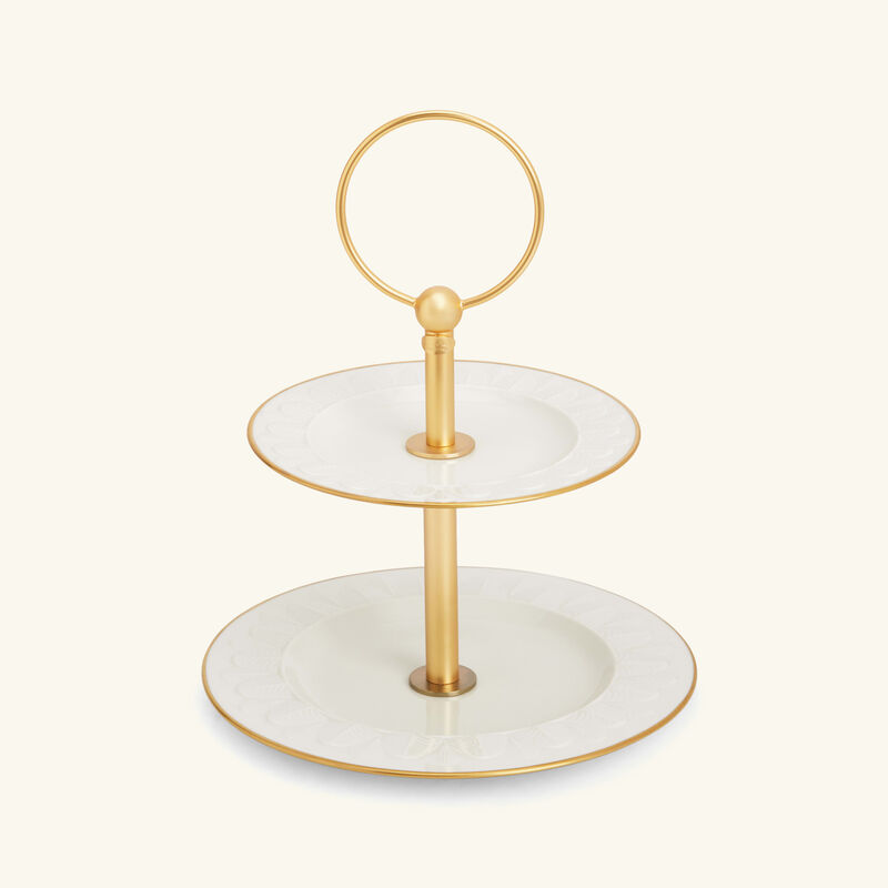 villari peacock 2 tier cake stand white