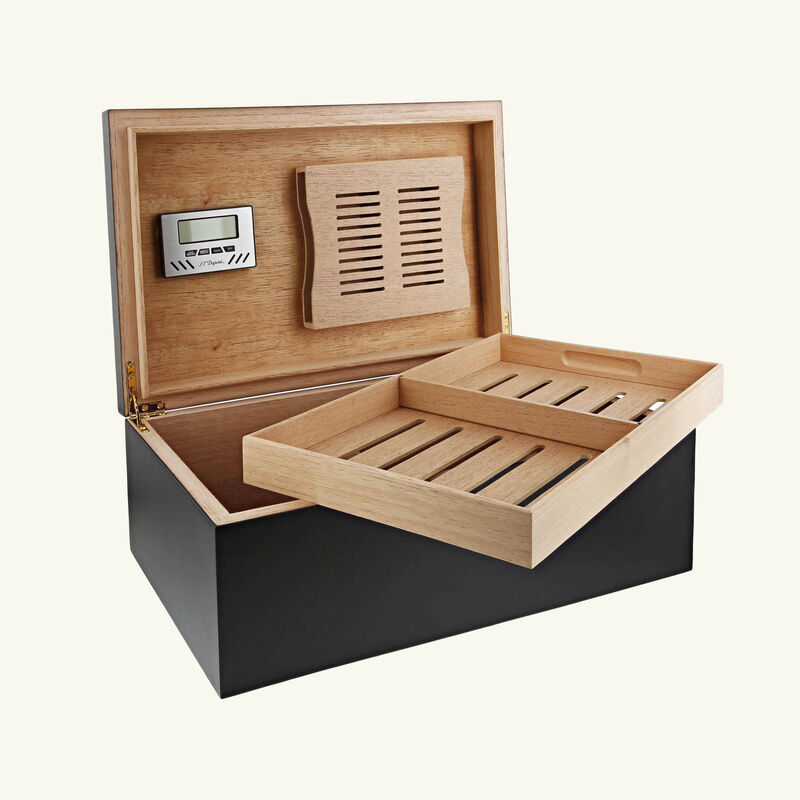 Premium Cigar Humidor Box Black st dupont premium cigar humidor box black
