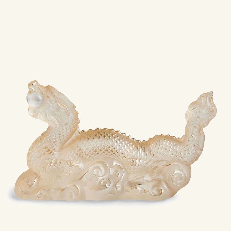 لاليك منحوتة تيانلونج على شكل تنّين صغيرة باللون الذهبي