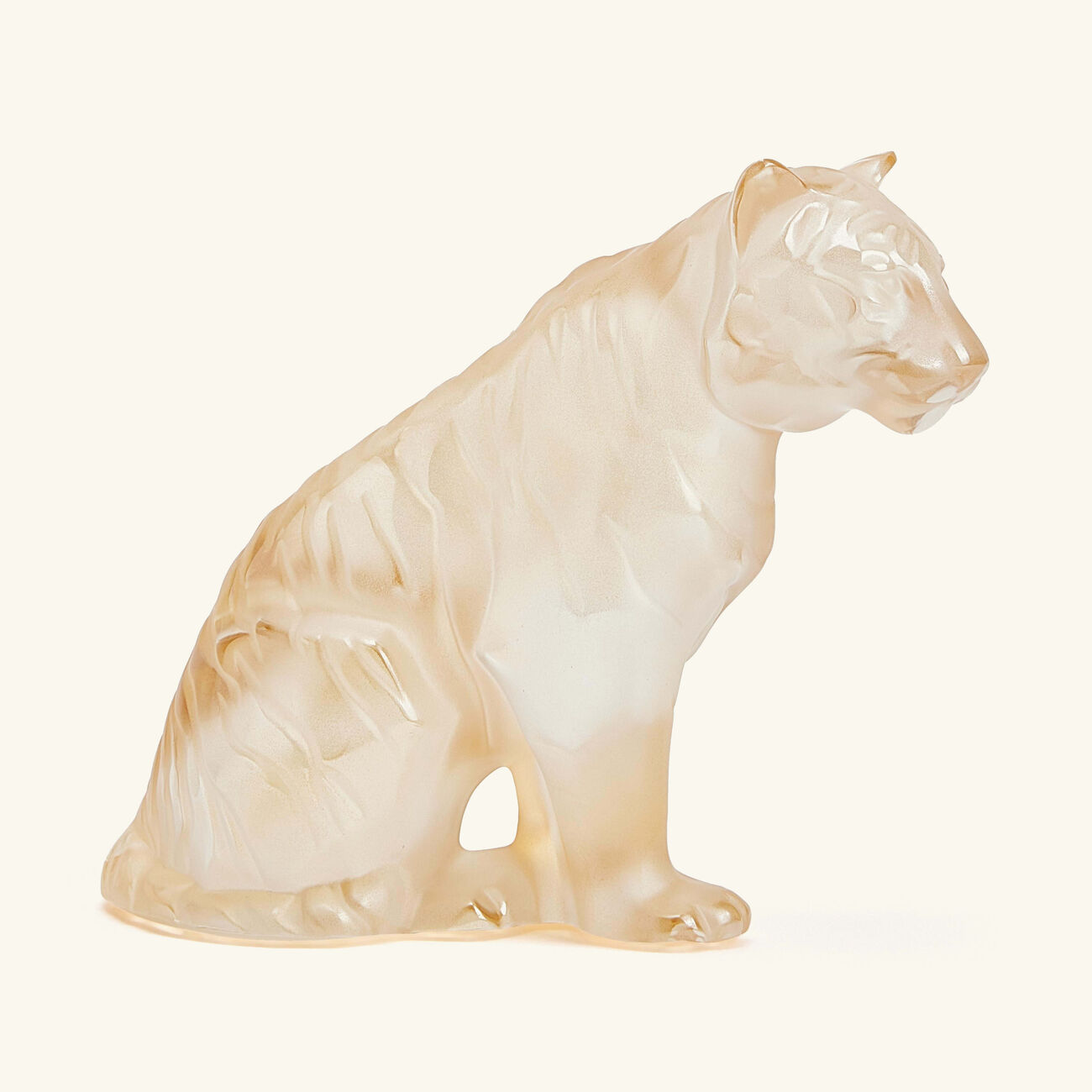 lalique sitting tiger sculpture small gold