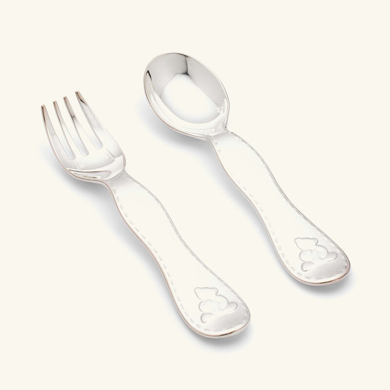 christofle charlie bear two piece baby flatware set silver plated