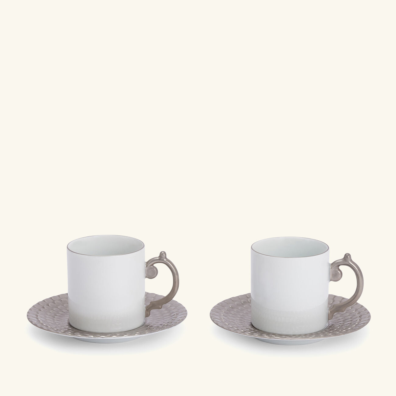 Aegean Coffee Cup & Saucer Silver Set Of 2 l objet aegean coffee cup saucer silver set of 2