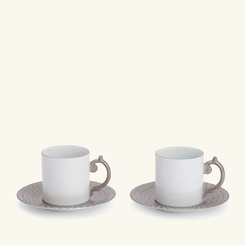 Aegean Coffee Cup & Saucer Silver Set Of 2 l objet aegean coffee cup saucer silver set of 2