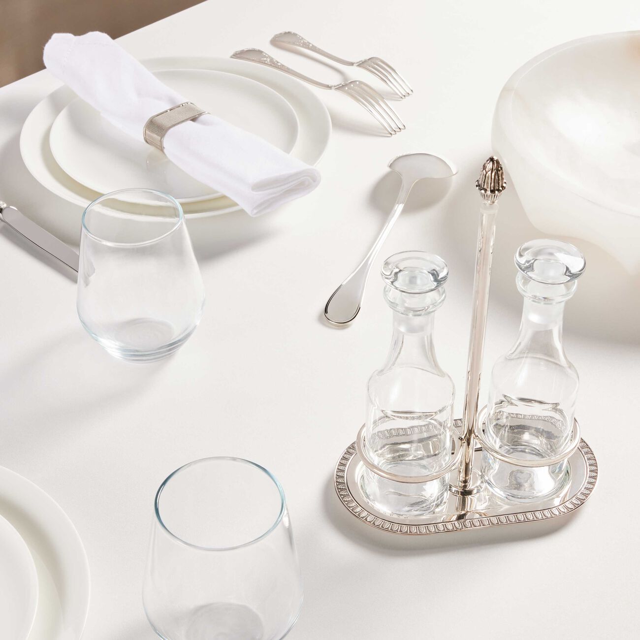 christofle malmaison oil   vinegar cruet silver plated