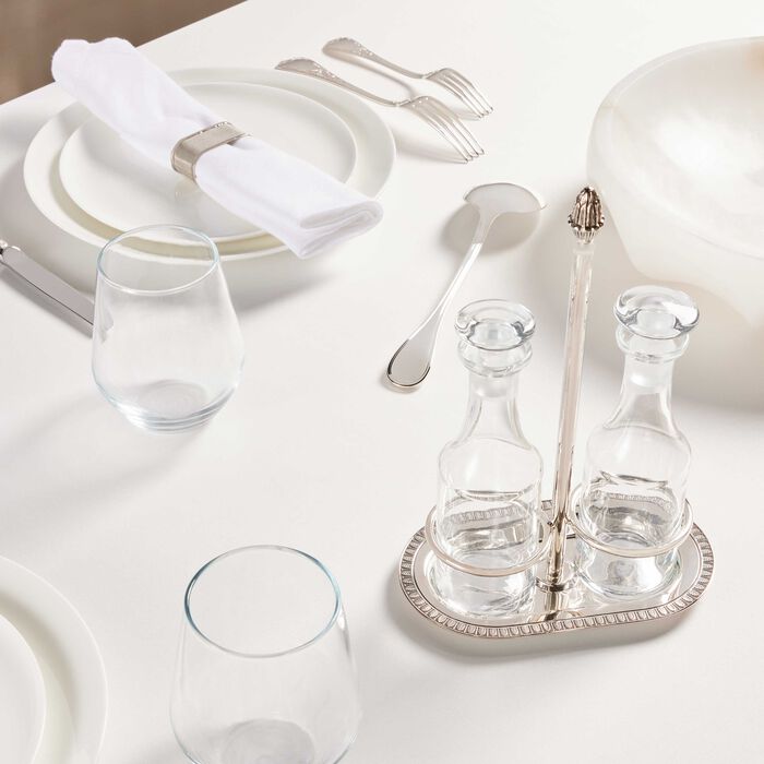 christofle malmaison oil   vinegar cruet silver plated