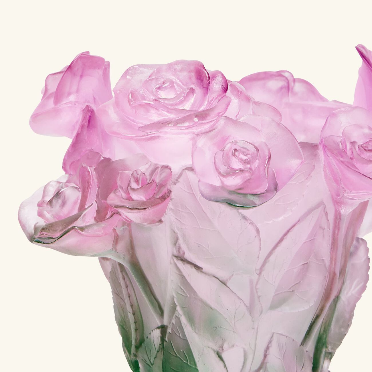 daum rose vase small pink