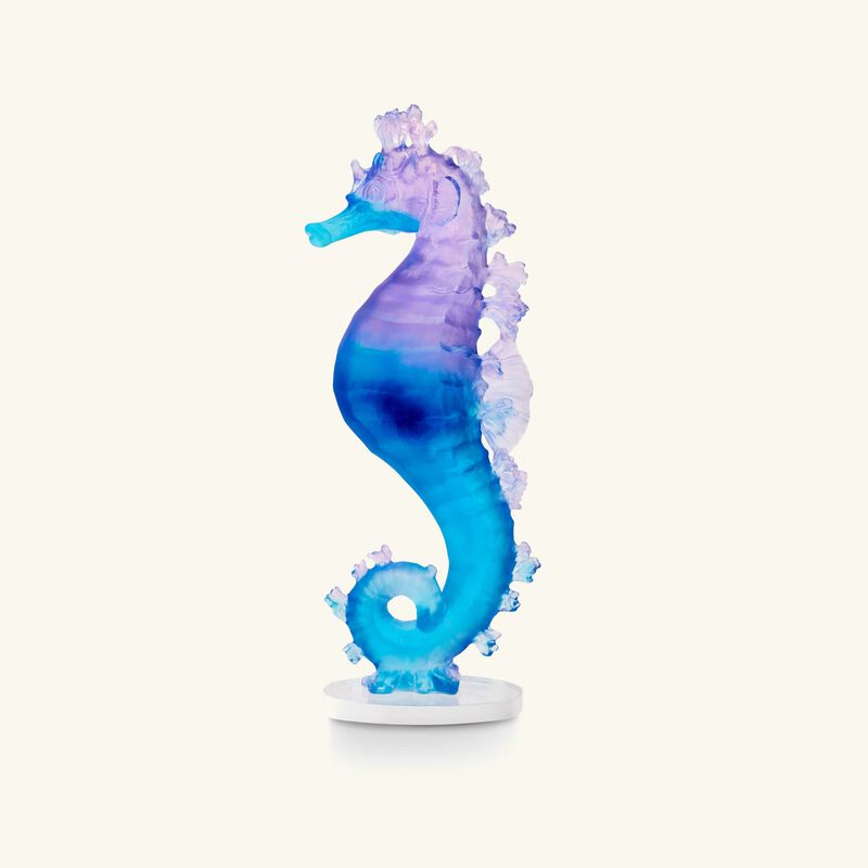 daum mer de corail seahorse figurine mini blue