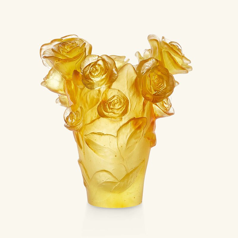 Rose Passion Vase Small Yellow daum rose passion vase small yellow