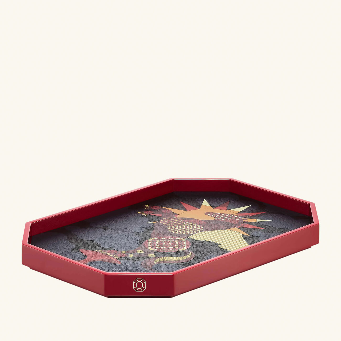 baccarat octogone pegasus serving tray medium red