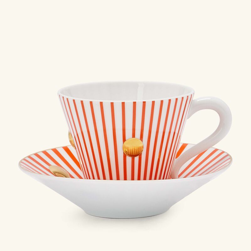 bernardaud delphos et knossos tea cup   saucer red set of 2