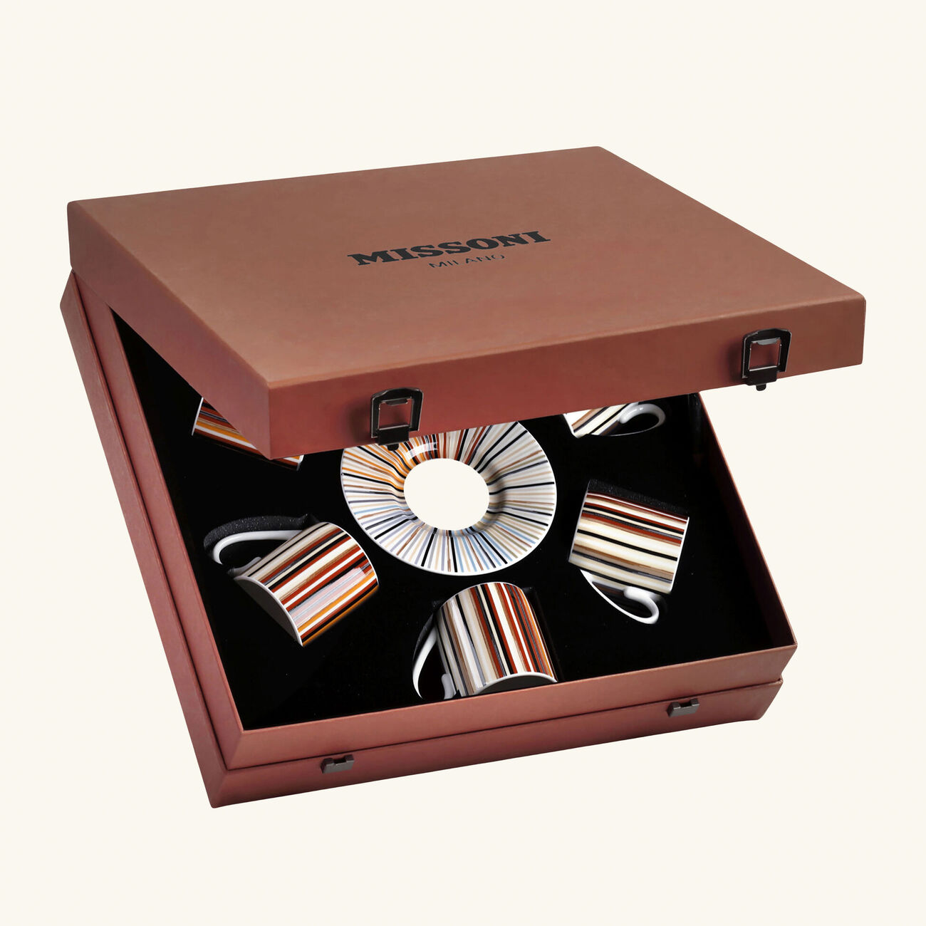 ميسوني هوم طقم جينكينز المؤلف من 6 فناجين للقهوة مع صحونها باللون البني