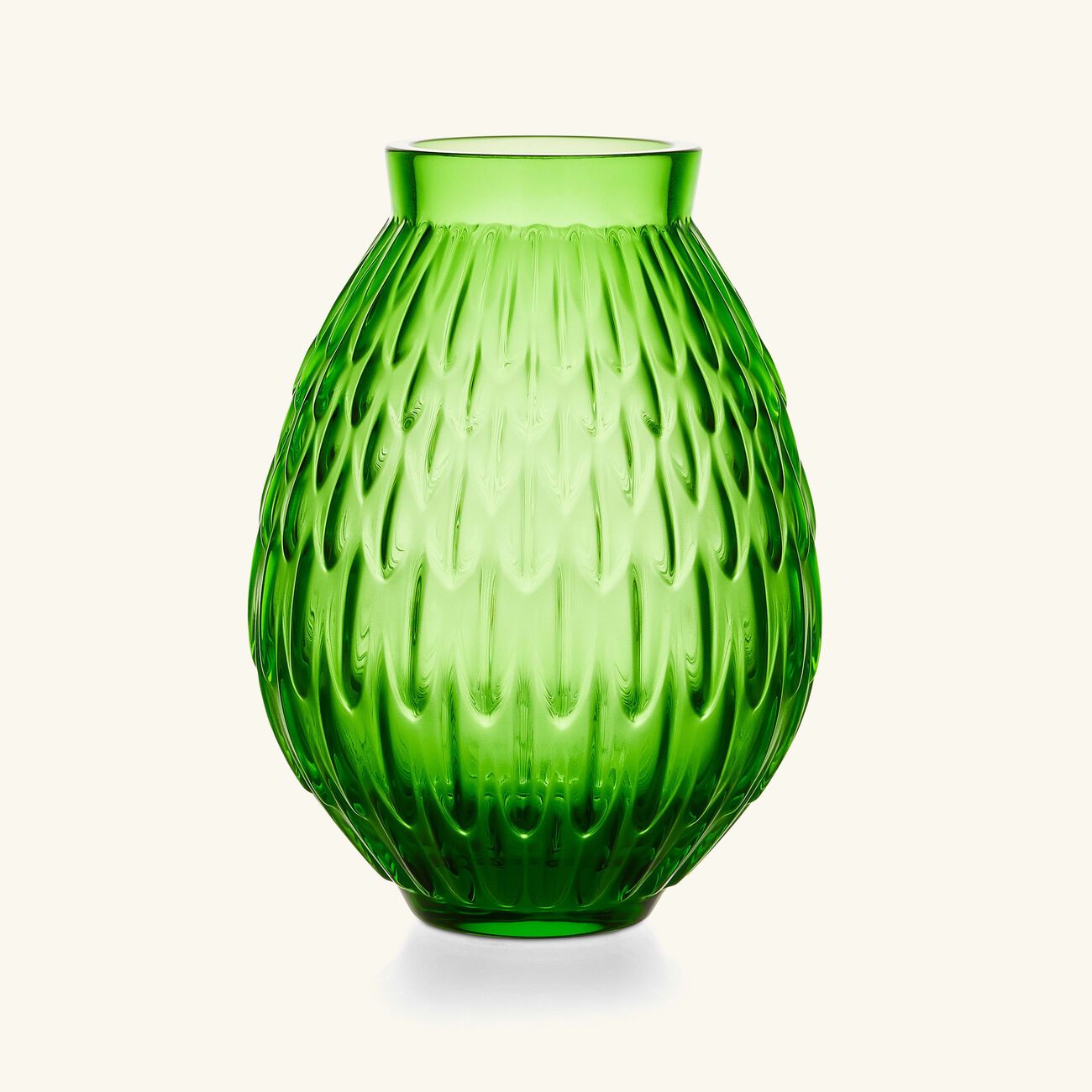 lalique plumes vase mini green