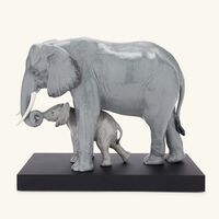lladro leading the way elephants sculpture medium grey