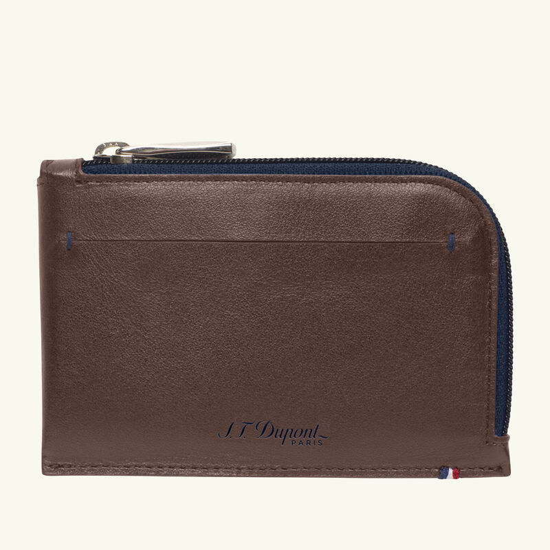 Line D Slim Coin Purse Brown st dupont line d slim coin purse brown