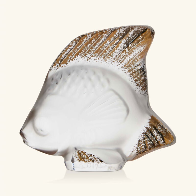 Fish Figurine Mini Clear & Gold lalique fish figurine mini clear gold