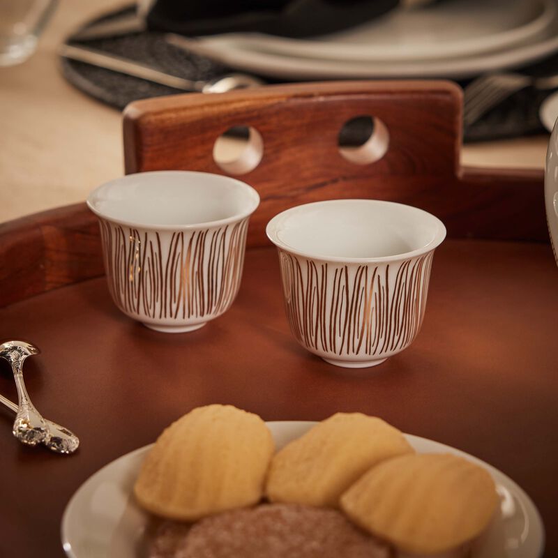 Tamrah by Razan Alazzouni Stripes Arabic Coffee Cup Gold Set of 2 silsal tamrah by razan alazzouni stripes arabic coffee cup gold set of 2
