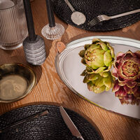 رالف لورين هوم صينية الضيافة وايت بيضاوية كبيرة من الستانلس ستيل