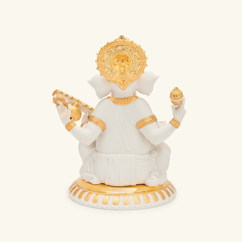 Veena Ganesha Sculpture Small White lladro veena ganesha sculpture small white