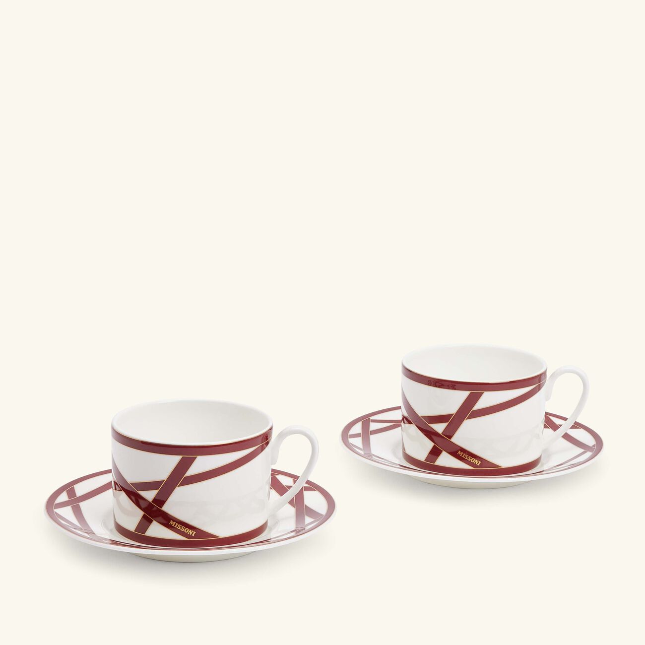 Nastri Tea Cup & Saucer Red Set Of 2 missoni home nastri tea cup saucer red set of 2
