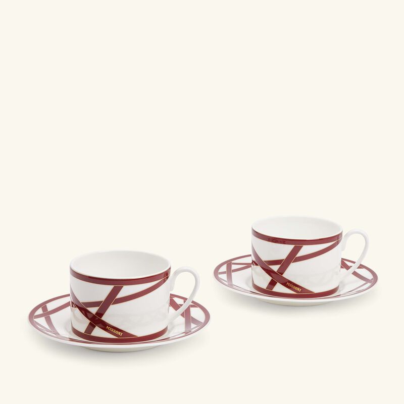 Nastri Tea Cup & Saucer Red Set Of 2 missoni home nastri tea cup saucer red set of 2