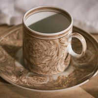 فيرساتشي فنجان الإسبريسو باروكو مع صحنه بلون البيج