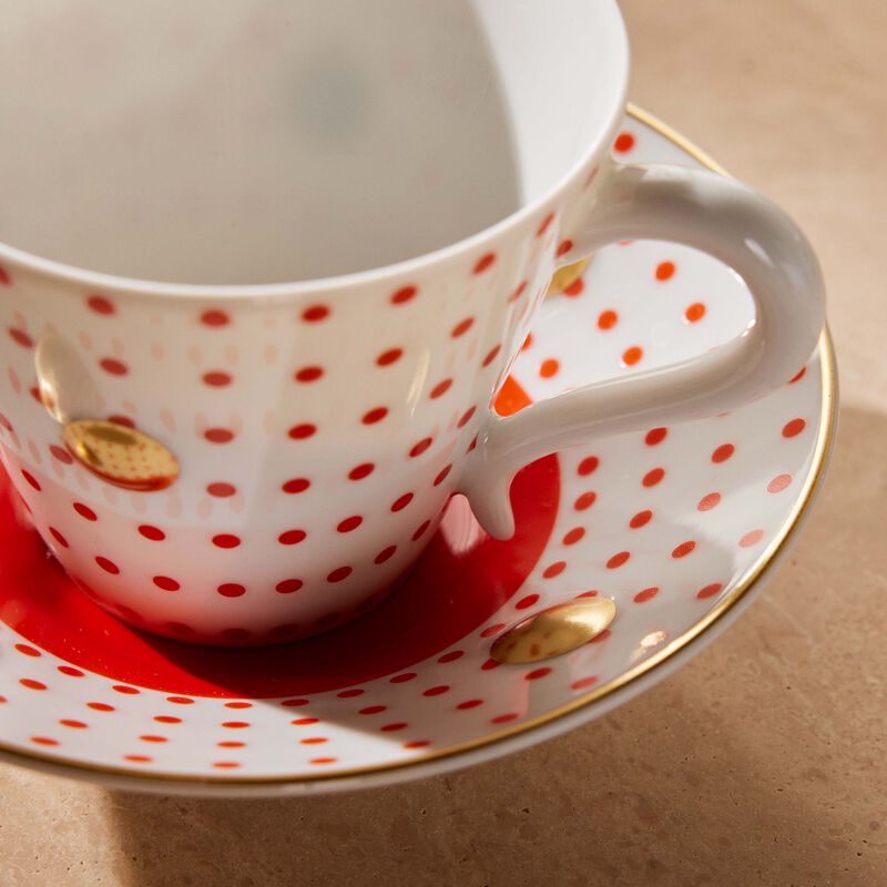 bernardaud delphos et knossos tea cup   saucer red set of 2