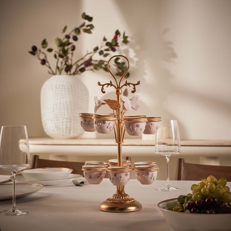 حامل فناجين القهوة العربية بلومينغ باترفلاي وردي فيلاري حامل فناجين القهوة العربية بلومينغ باترفلاي وردي