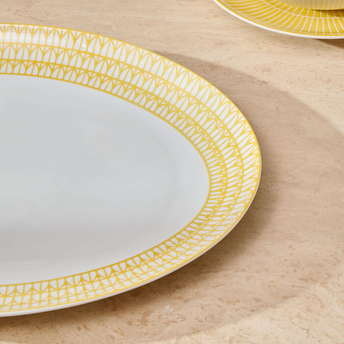 christofle malmaison riviera serving platter oval yellow 38 cm