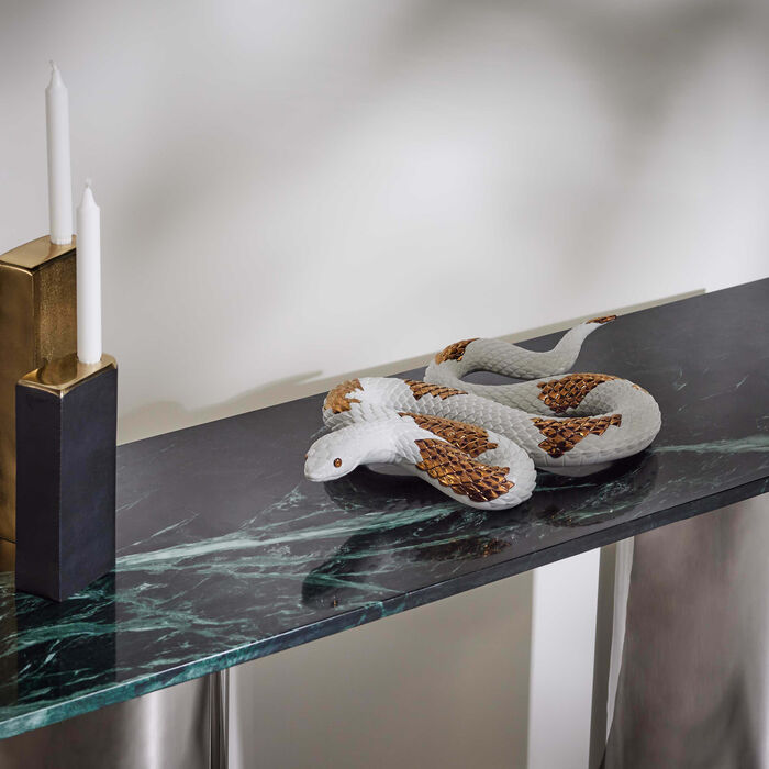 lladro copper snake sculpture large gold