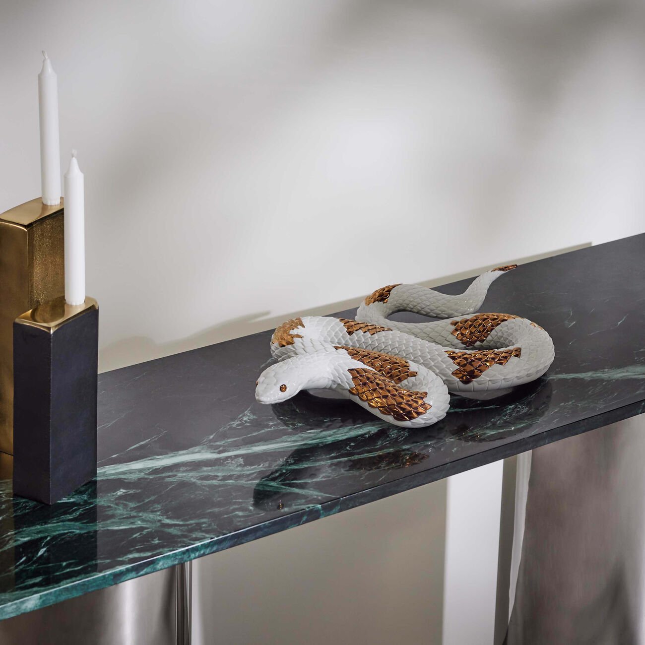 Copper Snake Sculpture Large Gold lladro copper snake sculpture large gold