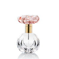 Clear Perfume Bottle With Red Flower And Gold Metal, small