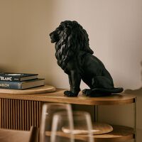 لادرو منحوتة الأسد المهيب الكبيرة باللون الأسود