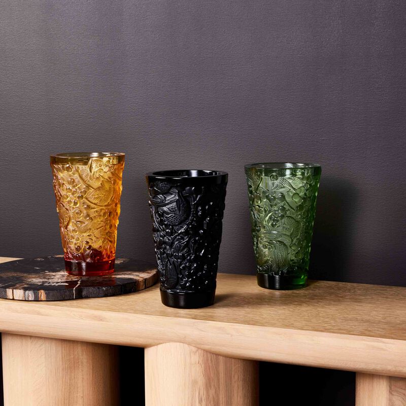 lalique merles et raisins vase small green