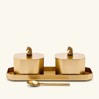 إيرا أودايبور طقم أشوا مخواص مؤلف من علبتين لحفظ التوابل باللون الذهبي   مصمم كهدية