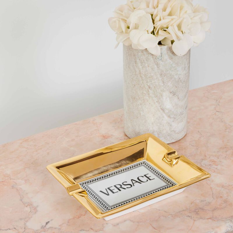 Medusa Rhapsody Ashtray Rectangular Small Gold versace medusa rhapsody ashtray rectangular small gold