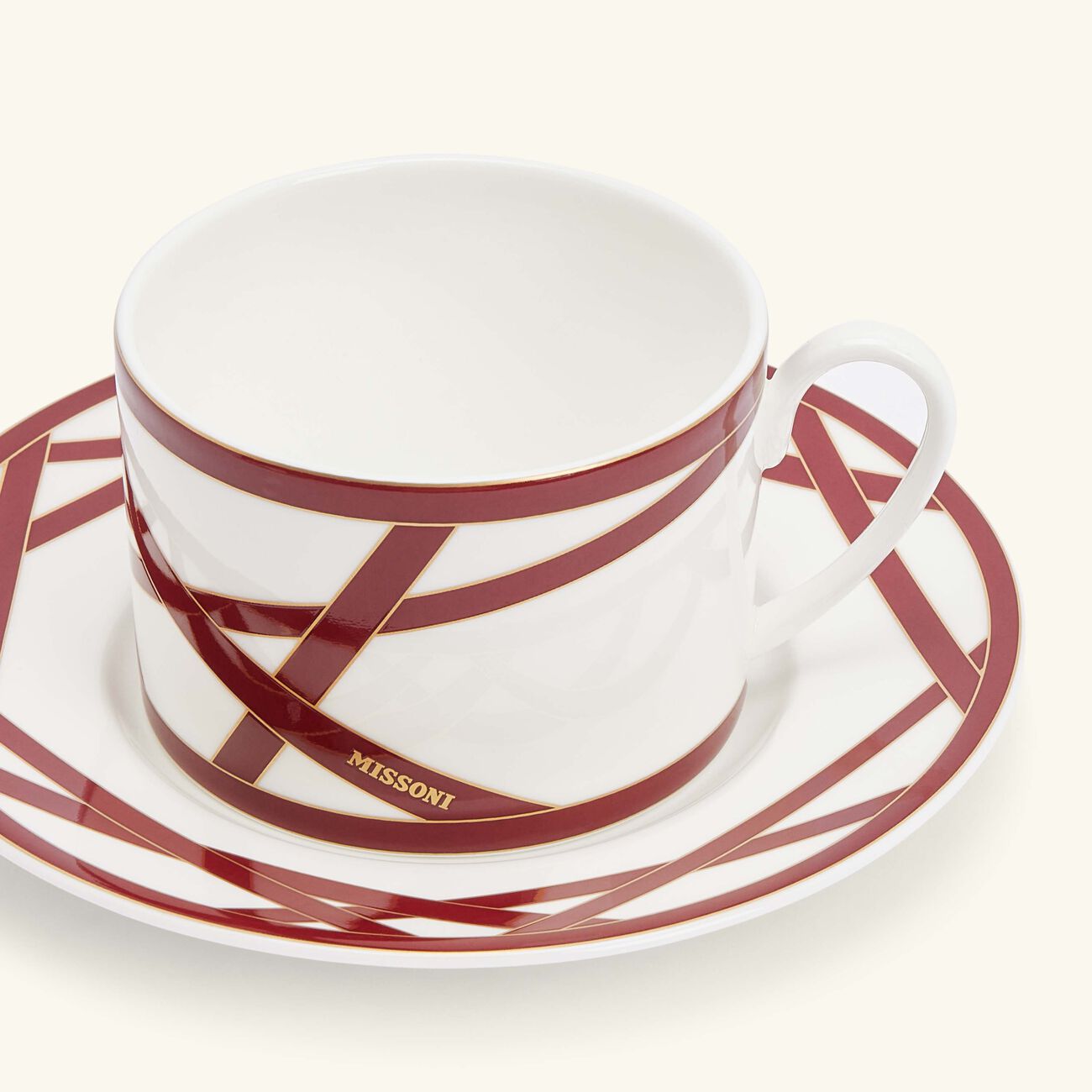 Nastri Tea Cup & Saucer Red Set Of 2 missoni home nastri tea cup saucer red set of 2