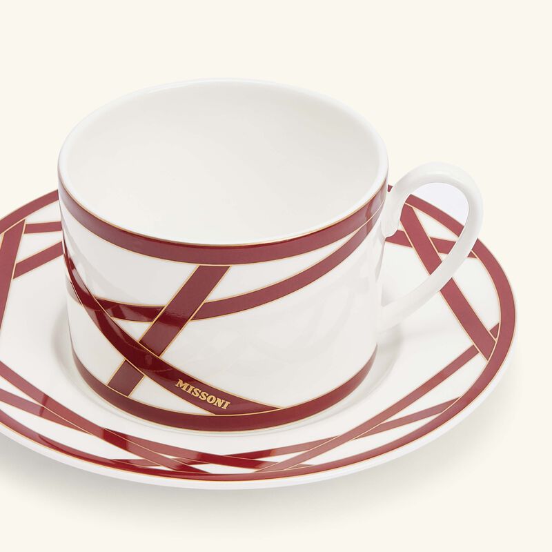 Nastri Tea Cup & Saucer Red Set Of 2 missoni home nastri tea cup saucer red set of 2