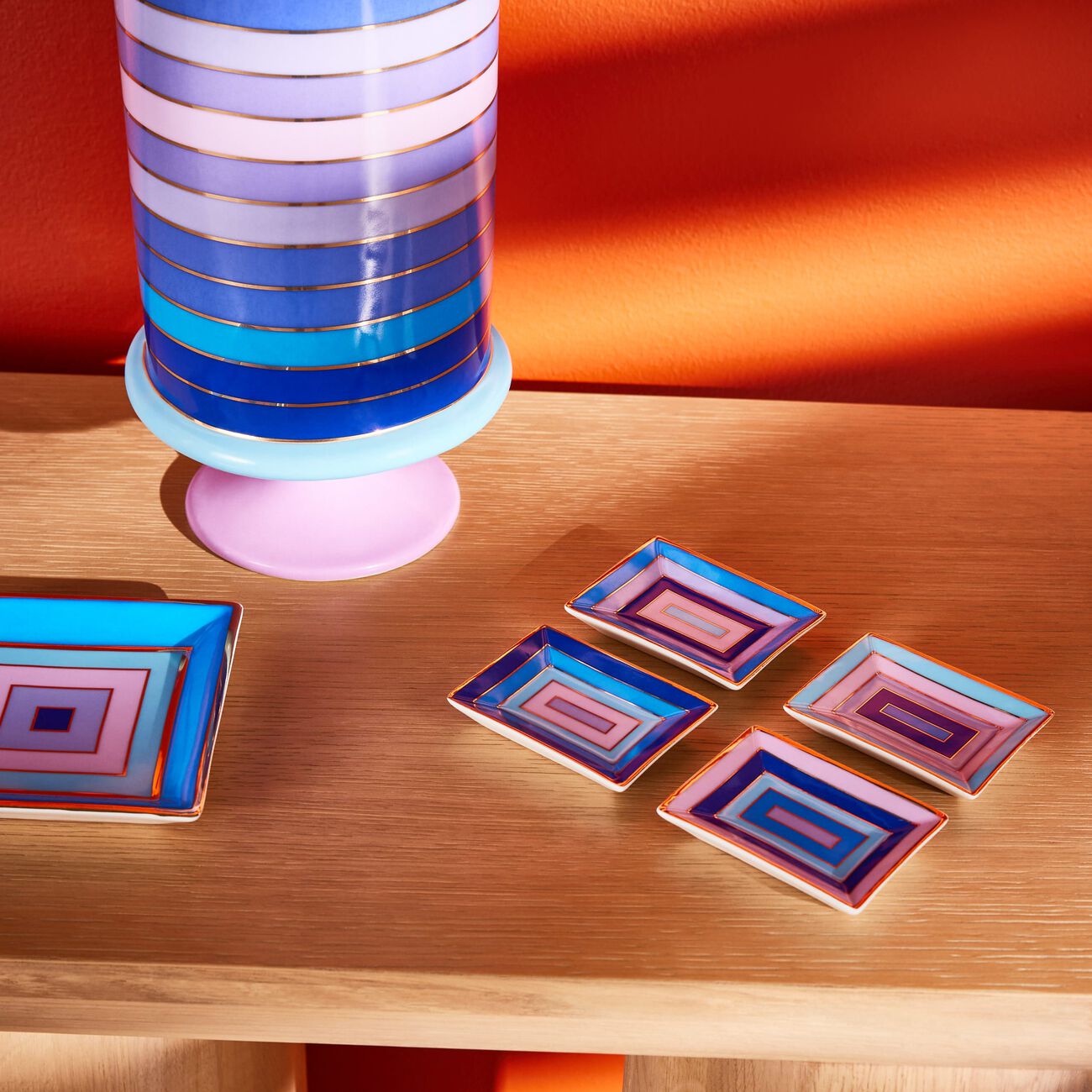 Scala Trinket Tray Rectangular Small Blue Set Of 4 jonathan adler scala trinket tray rectangular small blue set of 4