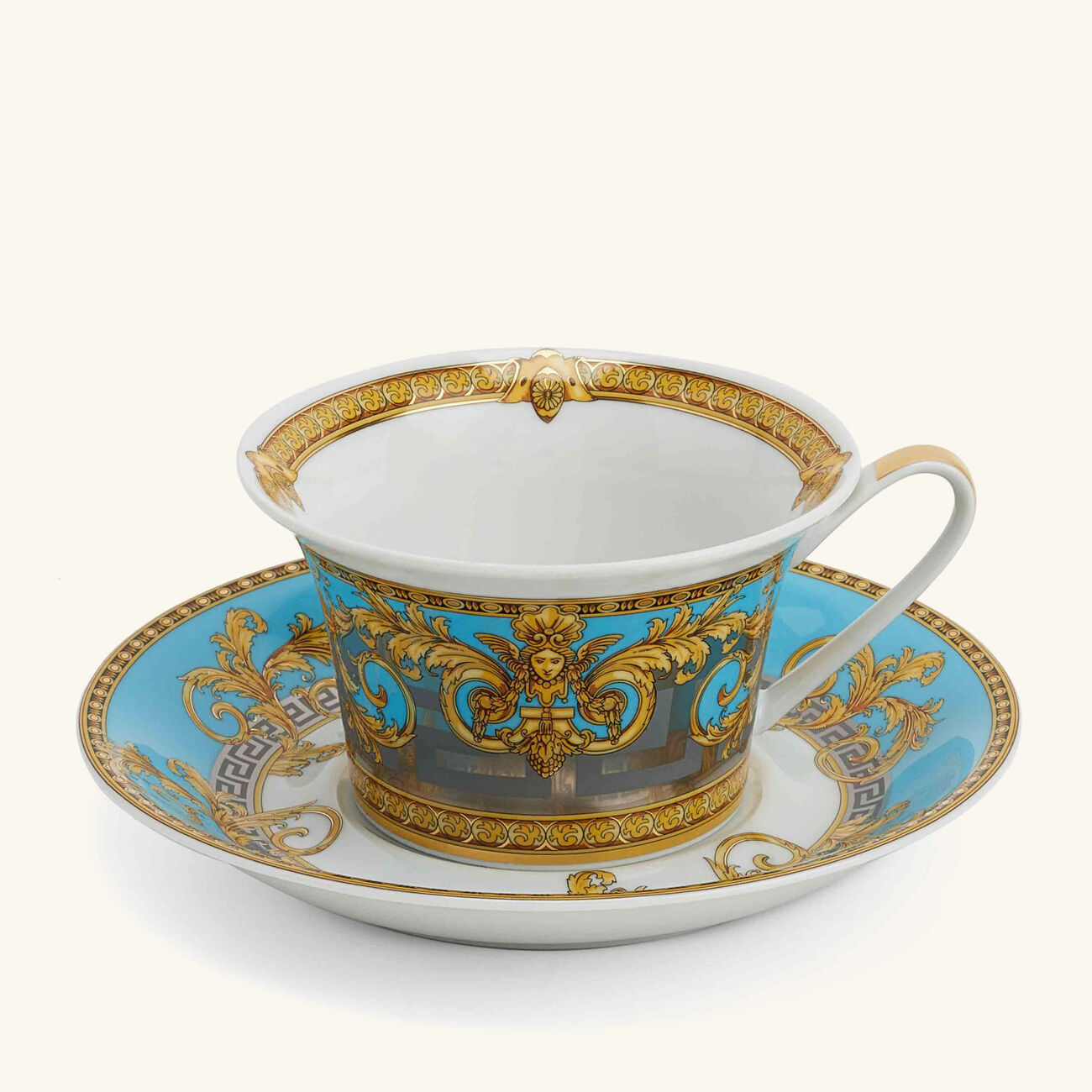 versace prestige gala tea cup   saucer white set of 6