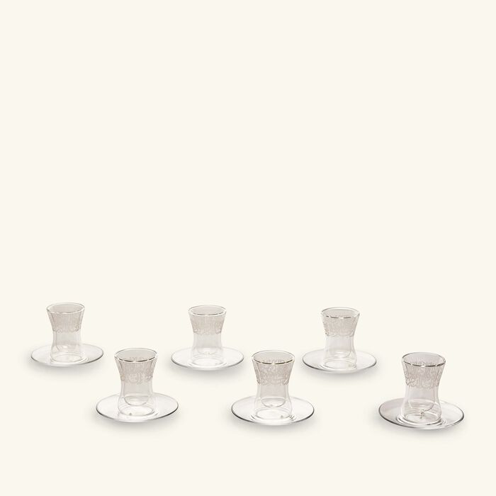 dimlaj thuluth tea cup   saucer clear set of 6