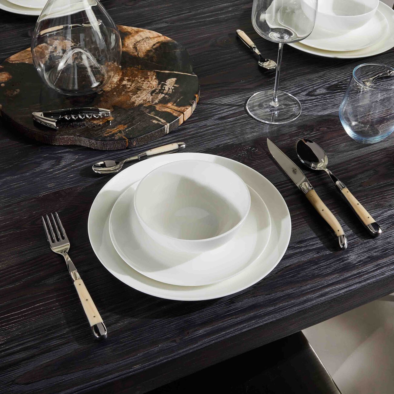 Acrylic Handle Soup Spoon Silver Set of 6 forge de laguiole acrylic handle soup spoon silver set of 6