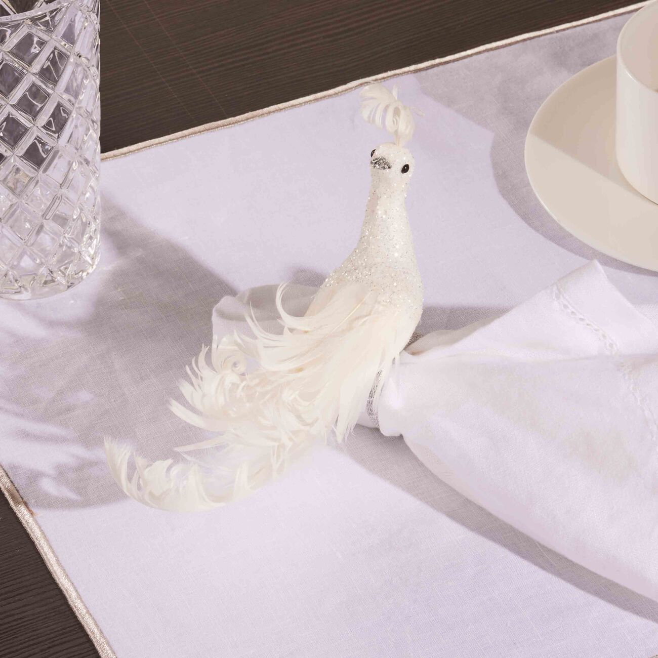 Frost Bird Napkin Ring White kim seybert frost bird napkin ring white