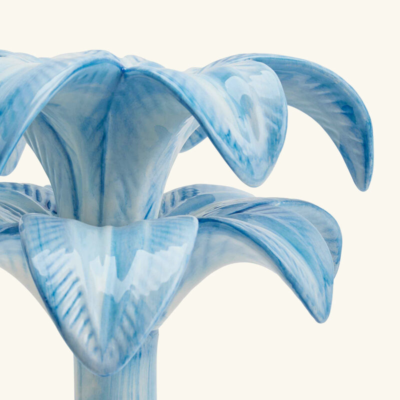 les ottomans palm trees candle holder large blue