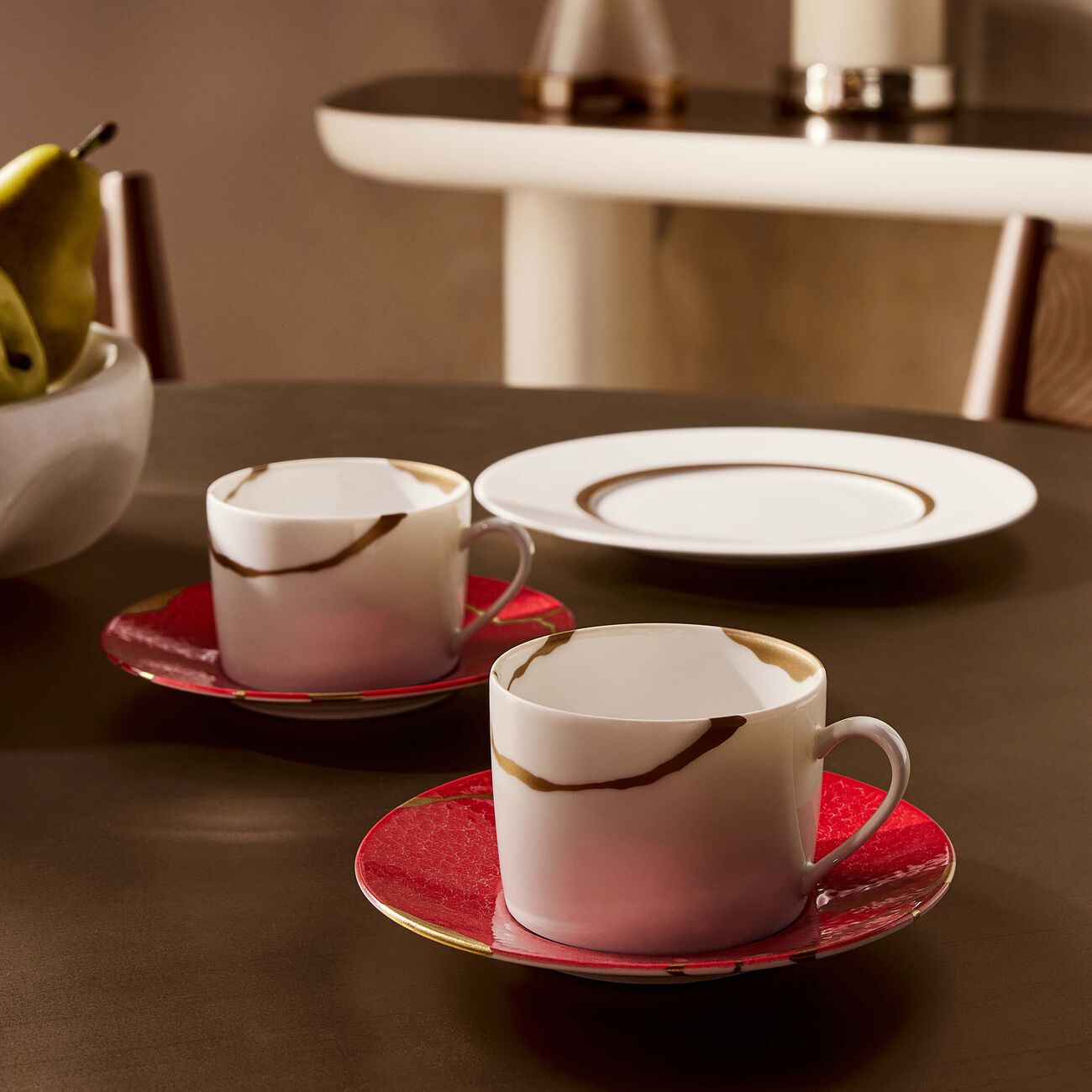 برناردو kintsugi rouge teacups and saucers   set of 2