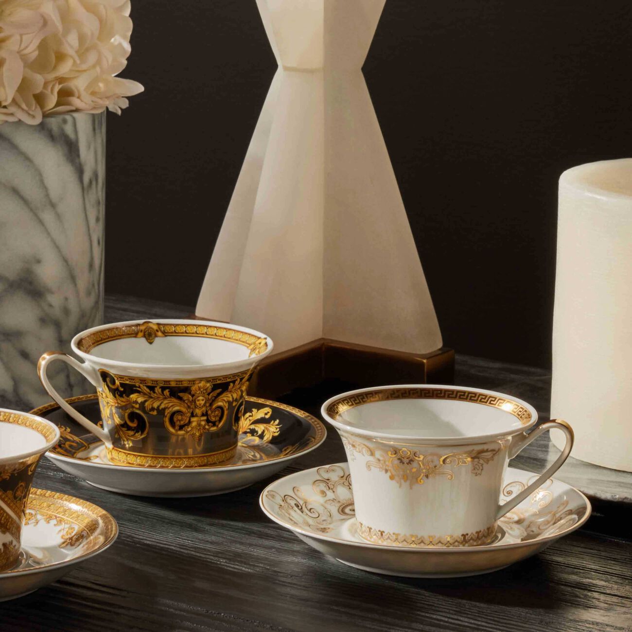 versace medusa gala tea cup   saucer white set of 6