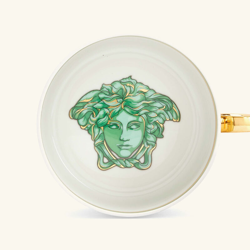 versace green coin tea cup   saucer green