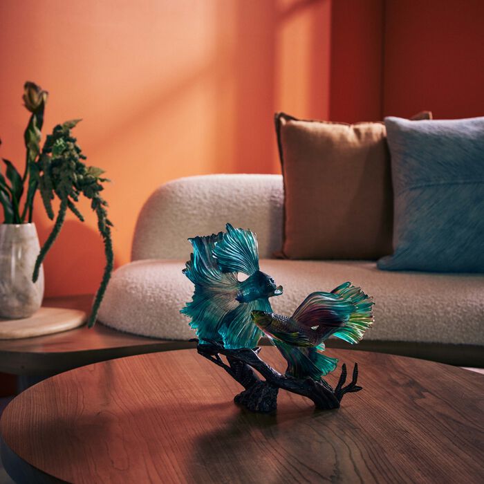 daum the dance of the fighters sculpture medium blue