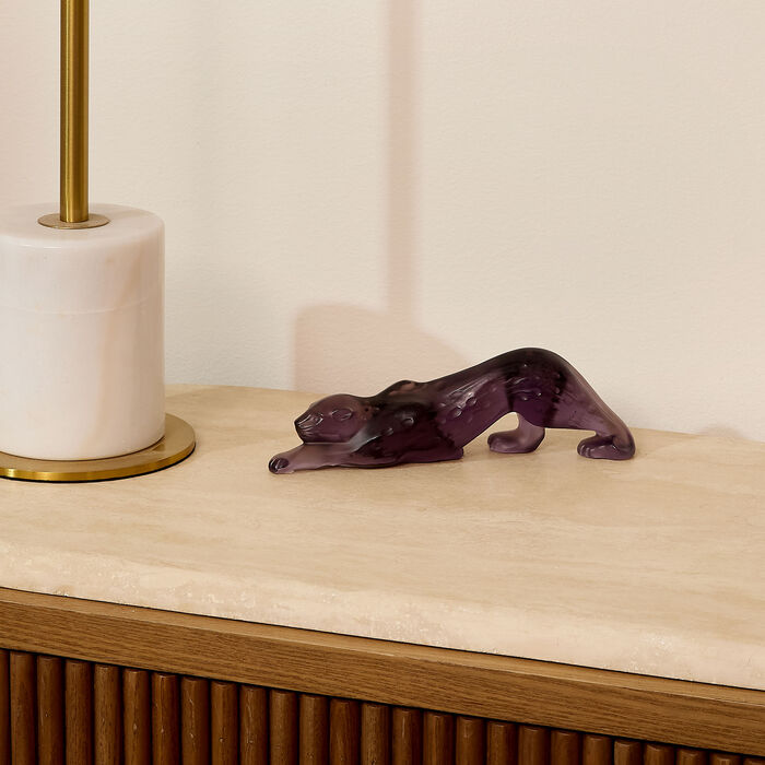 lalique vesper zeila panther sculpture small purple