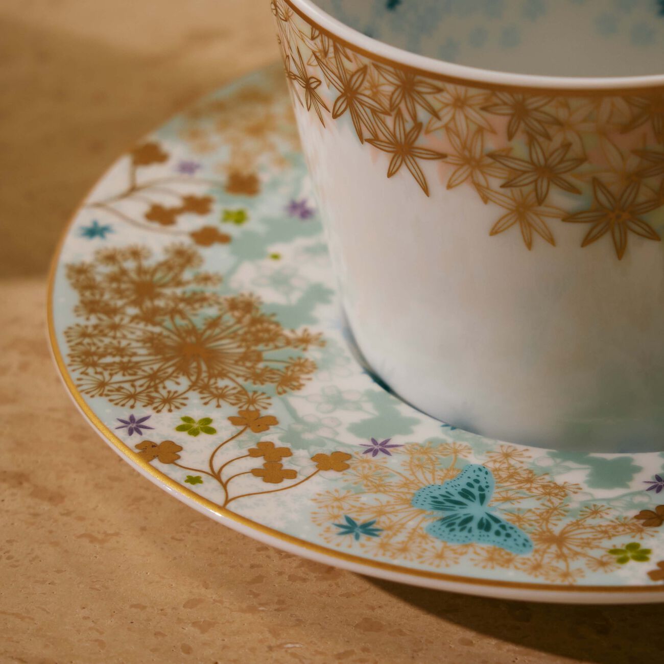 Feerie Michael Cailloux Tea Cup & Saucer Blue bernardaud feerie michael cailloux tea cup saucer blue