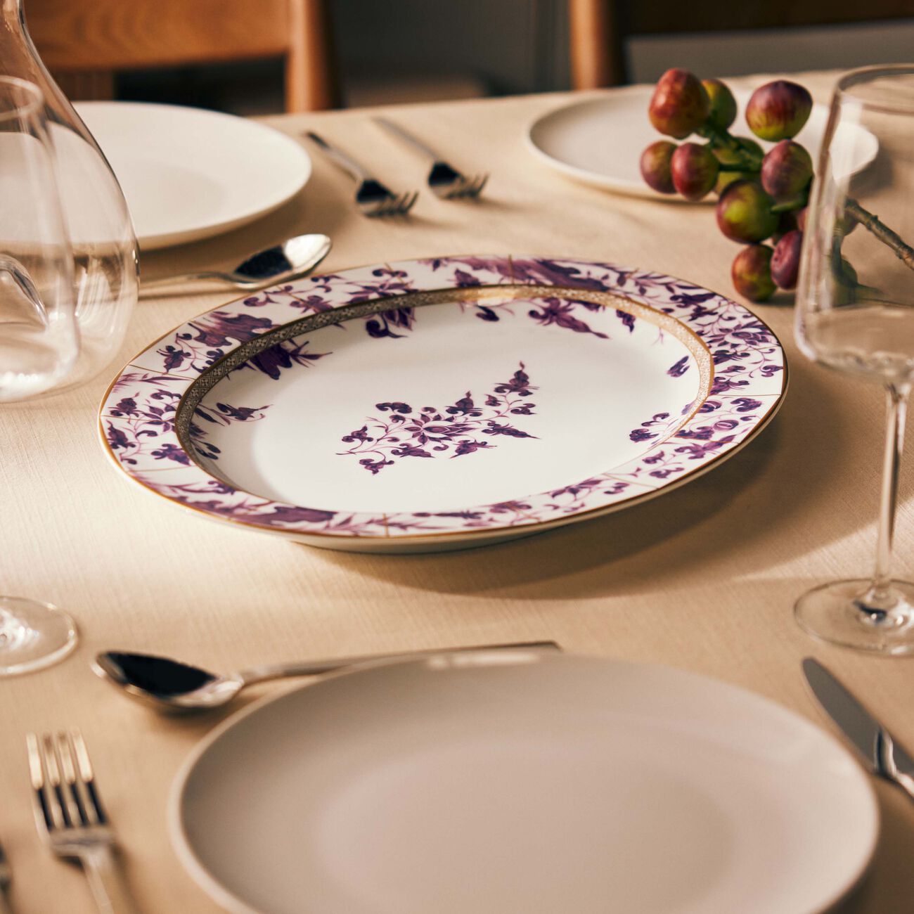 bernardaud prunus serving platter oval purple